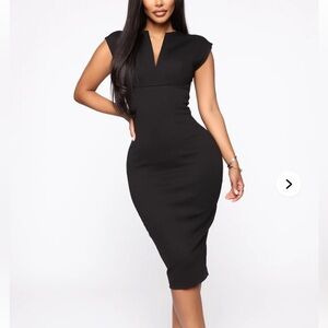 2X FASHION NOVA CEO Moves Cap Sleeve Midi Dress Date Night Career Minimalist